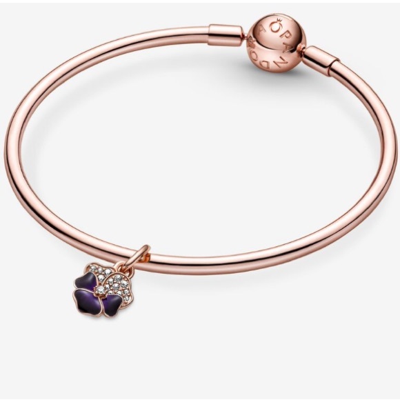 💜💜VIBRANT AND BEAUTIFUL DEEP PURPLE PANSY FLOWER DANGLE CHARM💜💜 - Picture 6 of 8